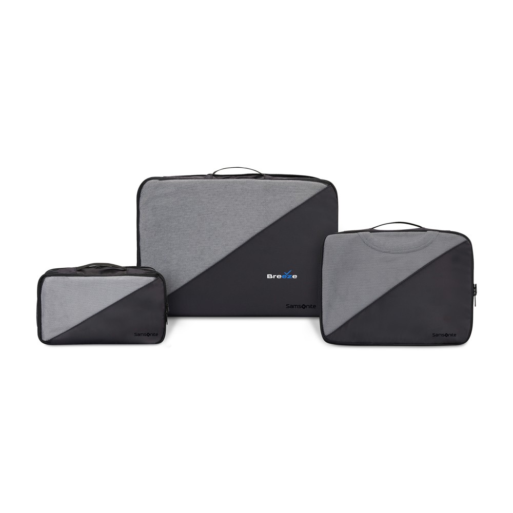 Logo Branded Samsonite 3 Piece Compression Packing Cube Set - Black Logo Branded Samsonite 3 Piece Compression Packing Cube Set - Black