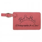 Customized Luggage Tag, Pink Faux Leather, 4 1/4" x 2 3/4"
