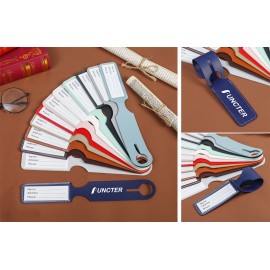 One-Piece Colorful Long Rectangular Shape PU Leather Luggage Tag Personalizable Travel ID Tag with Logo