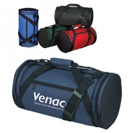 Customized 18" Four-Zipper Pocket 600 Denier Polyester Barrel Bag