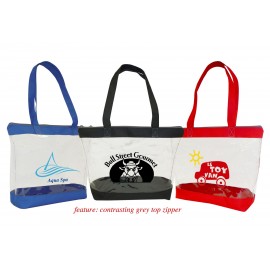 Medium Clear Zipper Tote with Logo  Medium Clear Zipper Tote with Logo