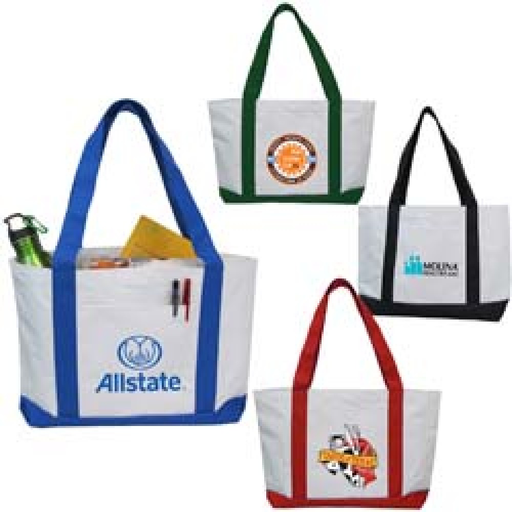 Logo Branded Classic Two-Tone Polyester Tote Bag