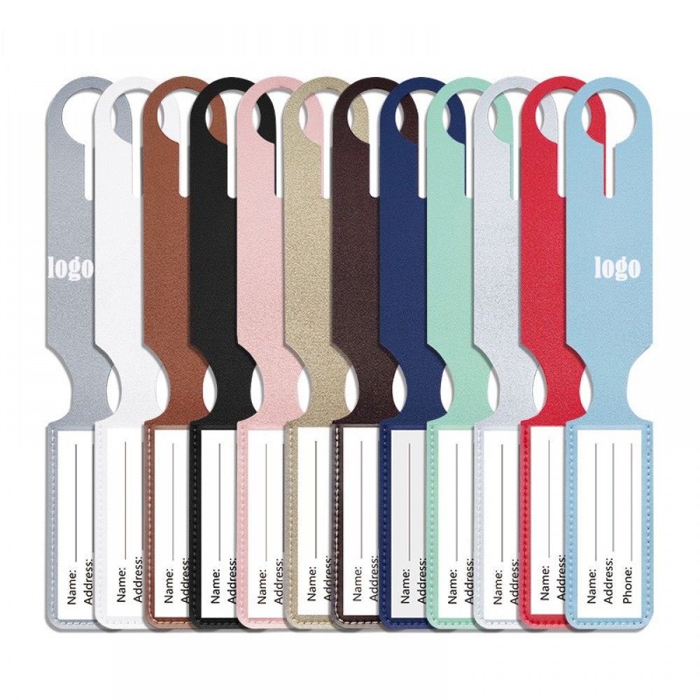 10" Custom PU Leather Luggage Tag w/Clear ID Window with Logo 10" Custom PU Leather Luggage Tag w/Clear ID Window with Logo