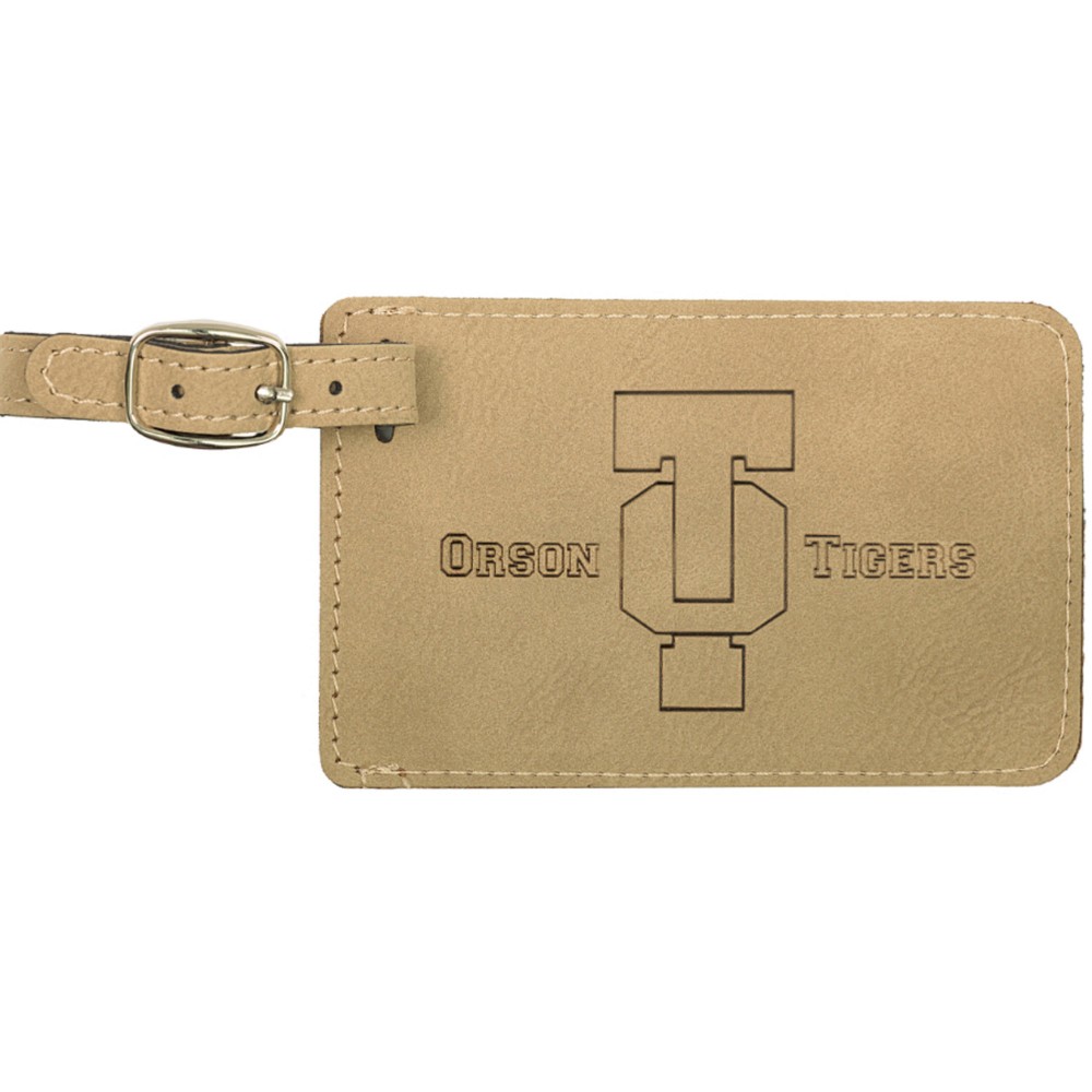 Logo Branded Light Brown Laserable Leatherette Luggage Tag Logo Branded Light Brown Laserable Leatherette Luggage Tag
