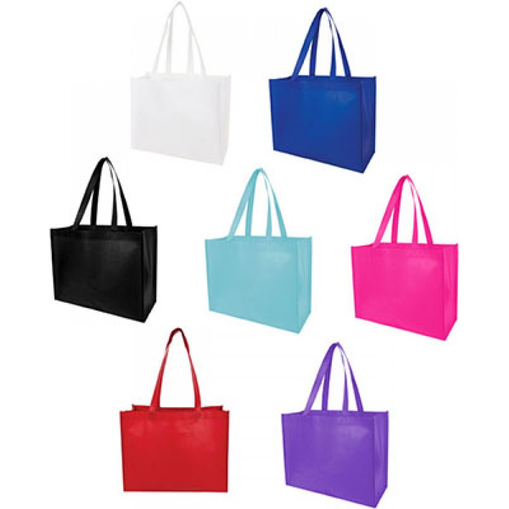 Mid-Size Laminated Open Shopping Tote with Logo