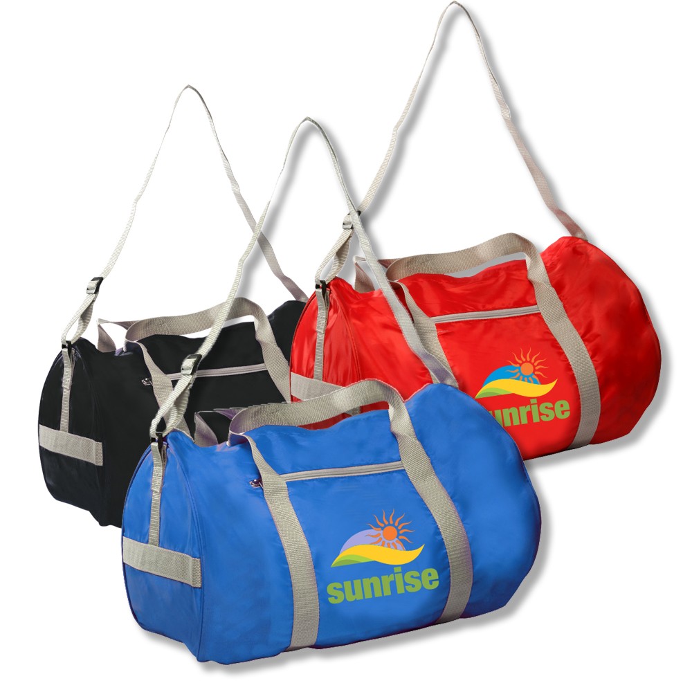 Polyester Duffel Bag w/Large Compartment (18" x 11") with Logo Polyester Duffel Bag w/Large Compartment (18" x 11") with Logo