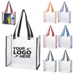 PVC transparent waterproof tote bags with webbing handles with Logo