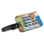 3" x 2" Sublimatable Polymer Rectangle Luggage Tag with Black Edge and Strap with Logo