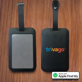 Logo Branded Rechargeable PU Luggage Tag w/Built In Find My  Logo Branded Rechargeable PU Luggage Tag w/Built In Find My