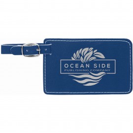 Personalized 4 1/4" x 2 3/4" Blue/Silver Laser Engraved Leatherette Luggage Tag  Personalized 4 1/4" x 2 3/4" Blue/Silver Laser Engraved Leatherette Luggage Tag