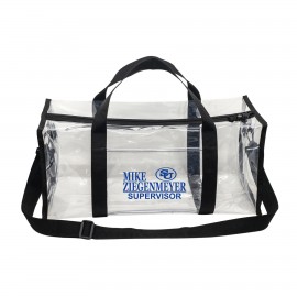 Personalized Clear Two-way Zipper Duffle Sport Bag w/Removable Shoulder Strap  Personalized Clear Two-way Zipper Duffle Sport Bag w/Removable Shoulder Strap