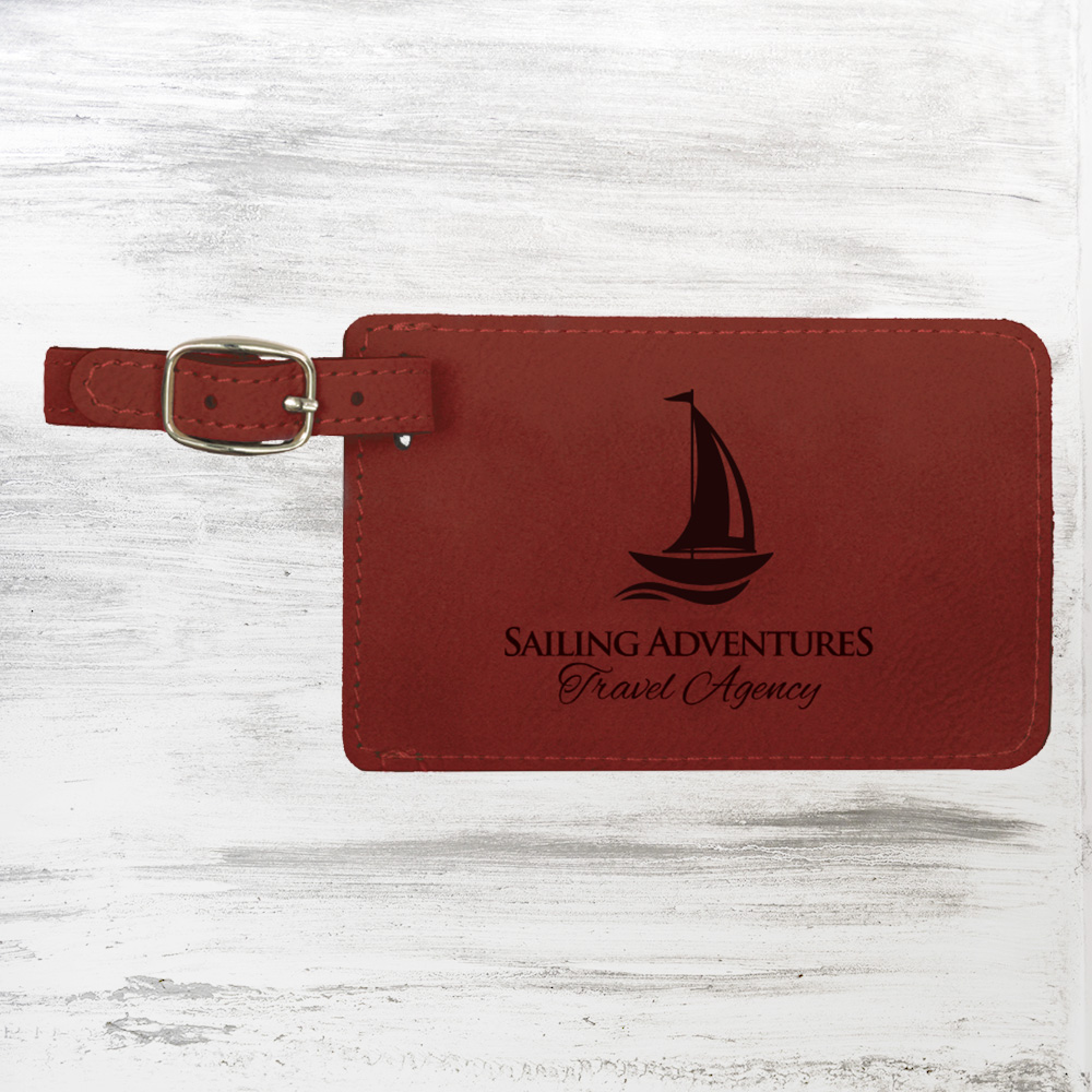 Rose Leatherette Luggage Tag Custom Imprinted