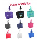 Uptown Daily Polyester Tote Bag with Interior Pocket & Exterior End Pocket ( 9 Colors Available ) with Logo
