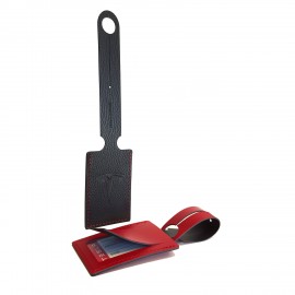 Leather Luggage Tag Plus with Logo  Leather Luggage Tag Plus with Logo