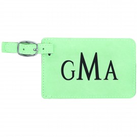 Custom 4.25" x 2.75" Teal Leatherette Luggage Tag