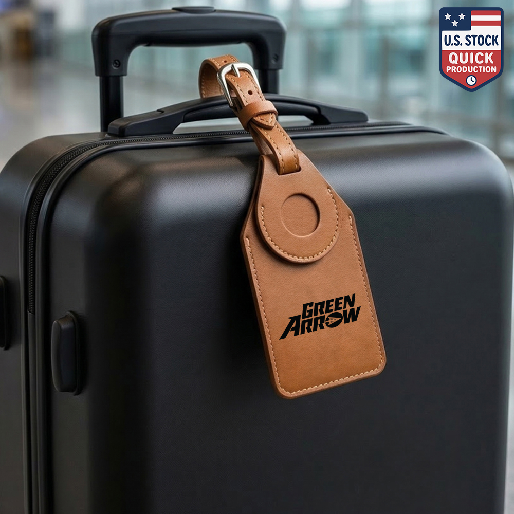 Faux Leather Luggage Tag with AirTag Holder & stable Strap with Logo