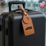 Faux Leather Luggage Tag with AirTag Holder & stable Strap with Logo