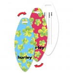 Surfboard Luggage Tag w/Hawaiian Flowers Lenticular Flip Design (Imprinted) Logo Branded