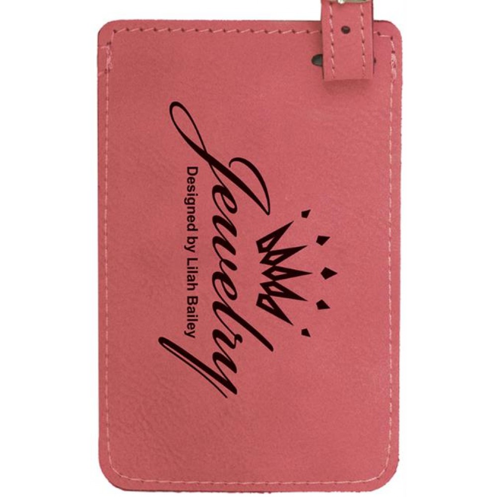 Luggage ID Tag - Pink, Leatherette Custom Printed Luggage ID Tag - Pink, Leatherette Custom Printed