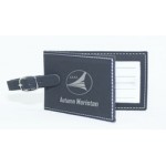 Logo Branded Black Leatherette Luggage Tag