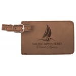 Luggage Tag, Laserable Dark Brown Leatherette 4-1/4" x 2-3/4" with Logo