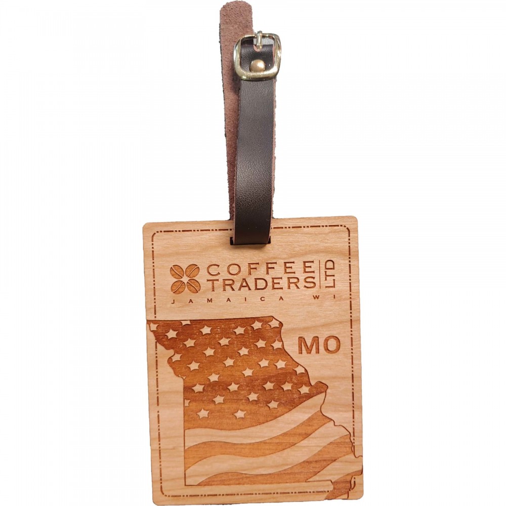 Logo Branded Hardwood State Luggage Tags