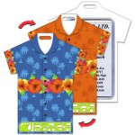Logo Branded Shirt Shape Luggage Tag w/Palm Trees & Flowers Lenticular Design (Custom)