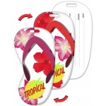 Flip-Flop Shape Luggage Tag w/Hawaiian Flowers Lenticular Design (Custom) Custom Imprinted