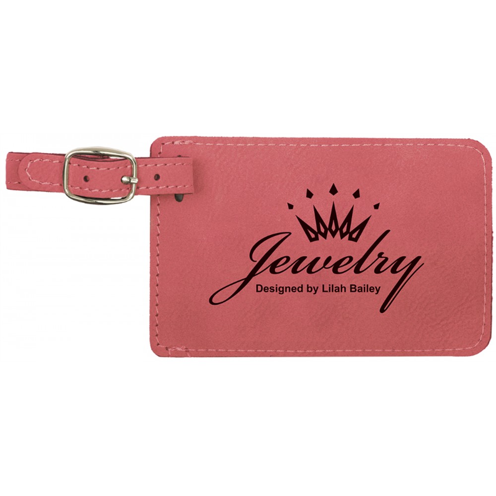 Luggage Tag, Laserable Pink Leatherette 4-1/4" x 2-3/4" with Logo Luggage Tag, Laserable Pink Leatherette 4-1/4" x 2-3/4" with Logo
