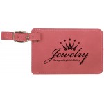 Luggage Tag, Laserable Pink Leatherette 4-1/4" x 2-3/4" with Logo