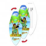 Custom Printed Surfboard Luggage Tag w/Hawaiian Hula Girl Lenticular Flip Design (Custom)