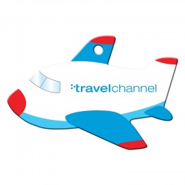 Blue Plane Shaped Luggage Tag with Logo