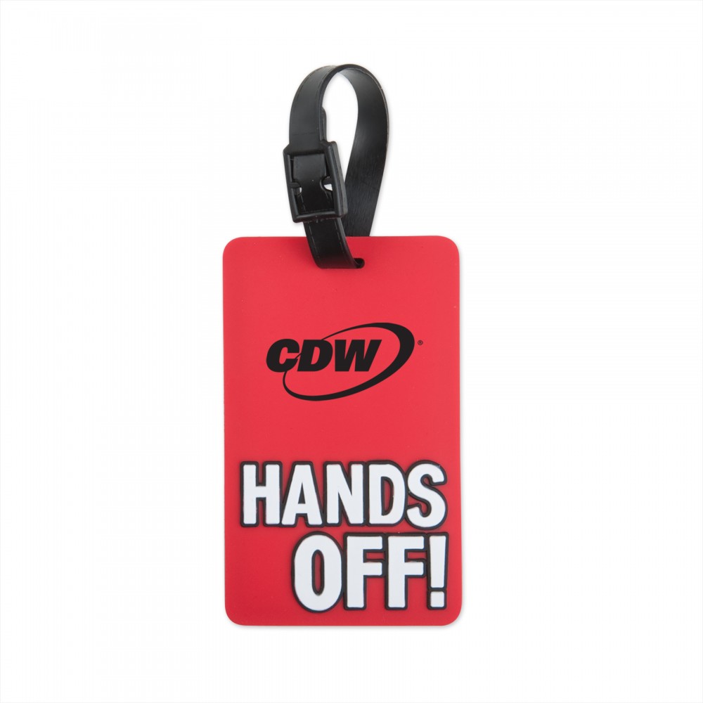 Hands Off! Luggage Tag- Red with Logo
