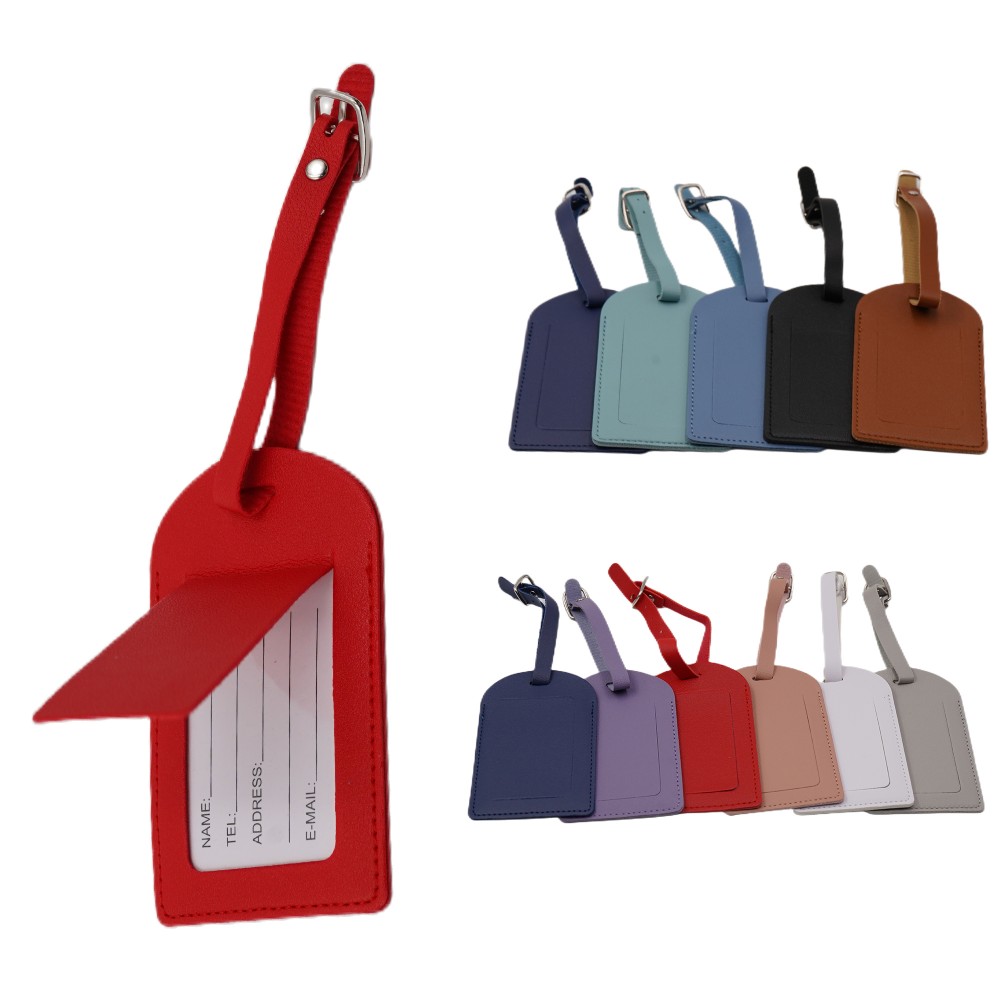 Flip Open PU Leather Luggage Tag with Privacy Protection with Logo