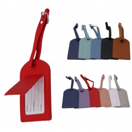 Flip Open PU Leather Luggage Tag with Privacy Protection with Logo
