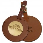 Logo Branded Leather Bag Tag with Brass Insert