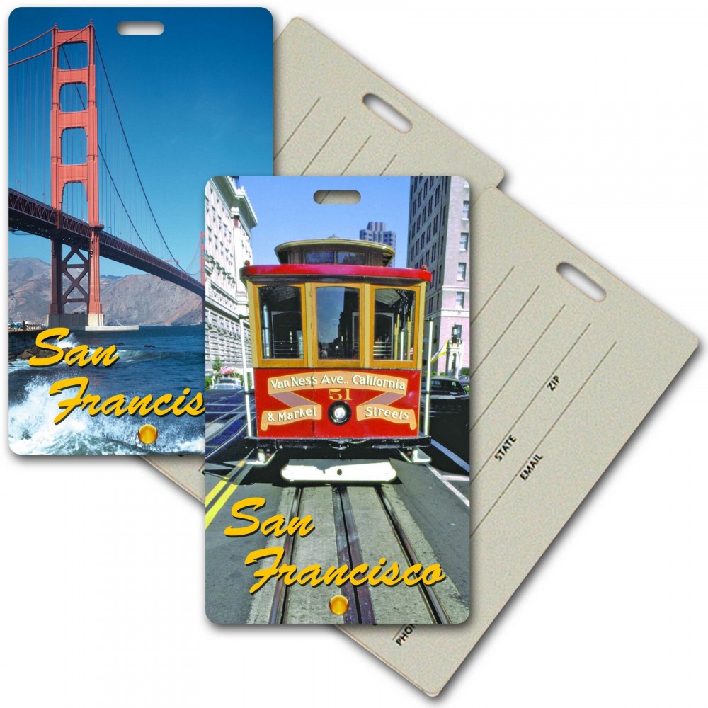 Privacy Luggage Tag w/3D Lenticular Images of San Francisco Landmarks (Imprinted) Logo Branded Privacy Luggage Tag w/3D Lenticular Images of San Francisco Landmarks (Imprinted) Logo Branded