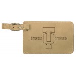 Logo Branded Luggage Tag, Laserable Light Brown Leatherette 4-1/4" x 2-3/4"