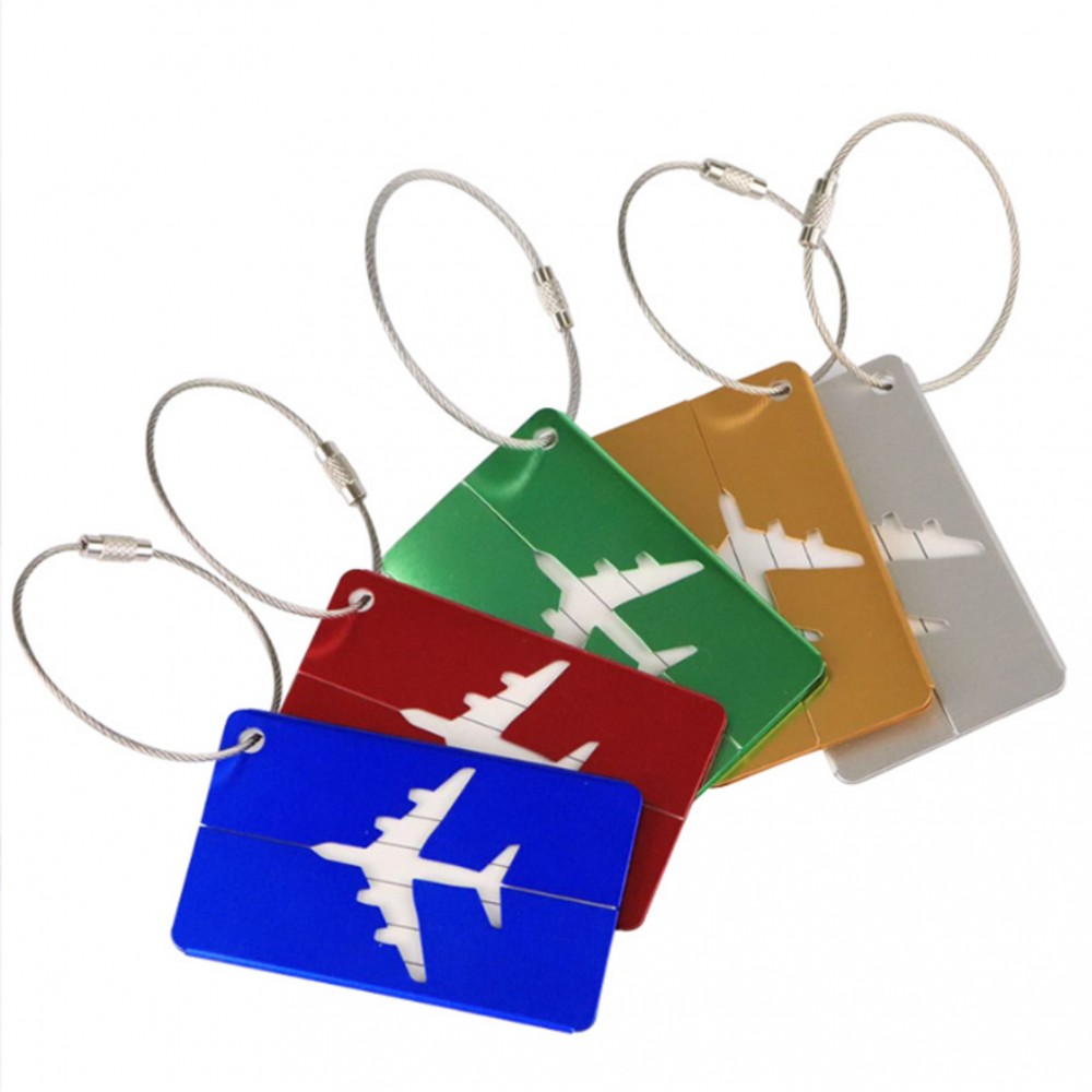 Customized Aluminium Metal Travel Luggage Tags with Wire Ring and Name Labels