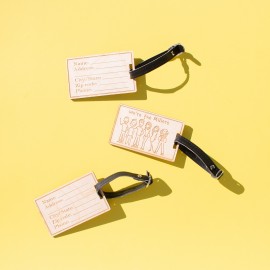 Logo Branded Wood Luggage Tags - 3" W x 3" H
