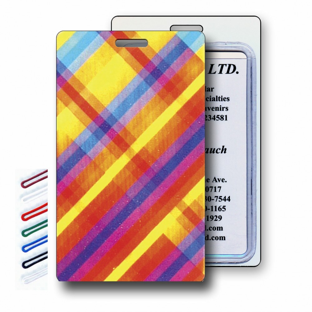 Custom Printed Lenticular Flip Rainbow Vibrant Plaid Luggage Tag (Imprinted) Custom Printed Lenticular Flip Rainbow Vibrant Plaid Luggage Tag (Imprinted)