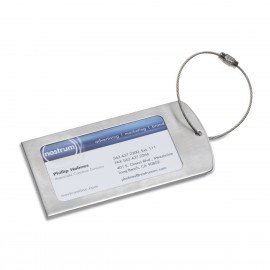 Logo Branded "Prestige" Brushed Metal Luggage Bag Tag (Overseas)