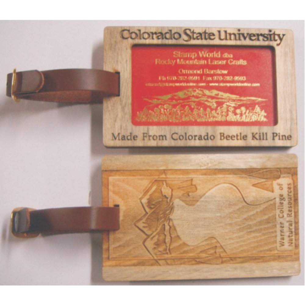 3" x 4.5" - Hardwood Luggage Tag - Laser Engraved - USA-Made Custom Printed 3" x 4.5" - Hardwood Luggage Tag - Laser Engraved - USA-Made Custom Printed
