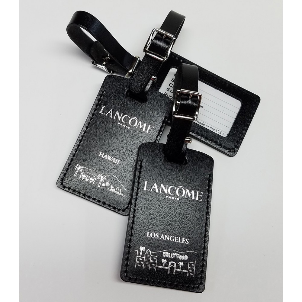 DEBOSSING & HOT STAMPING Genuine leather luggage tag. with Logo