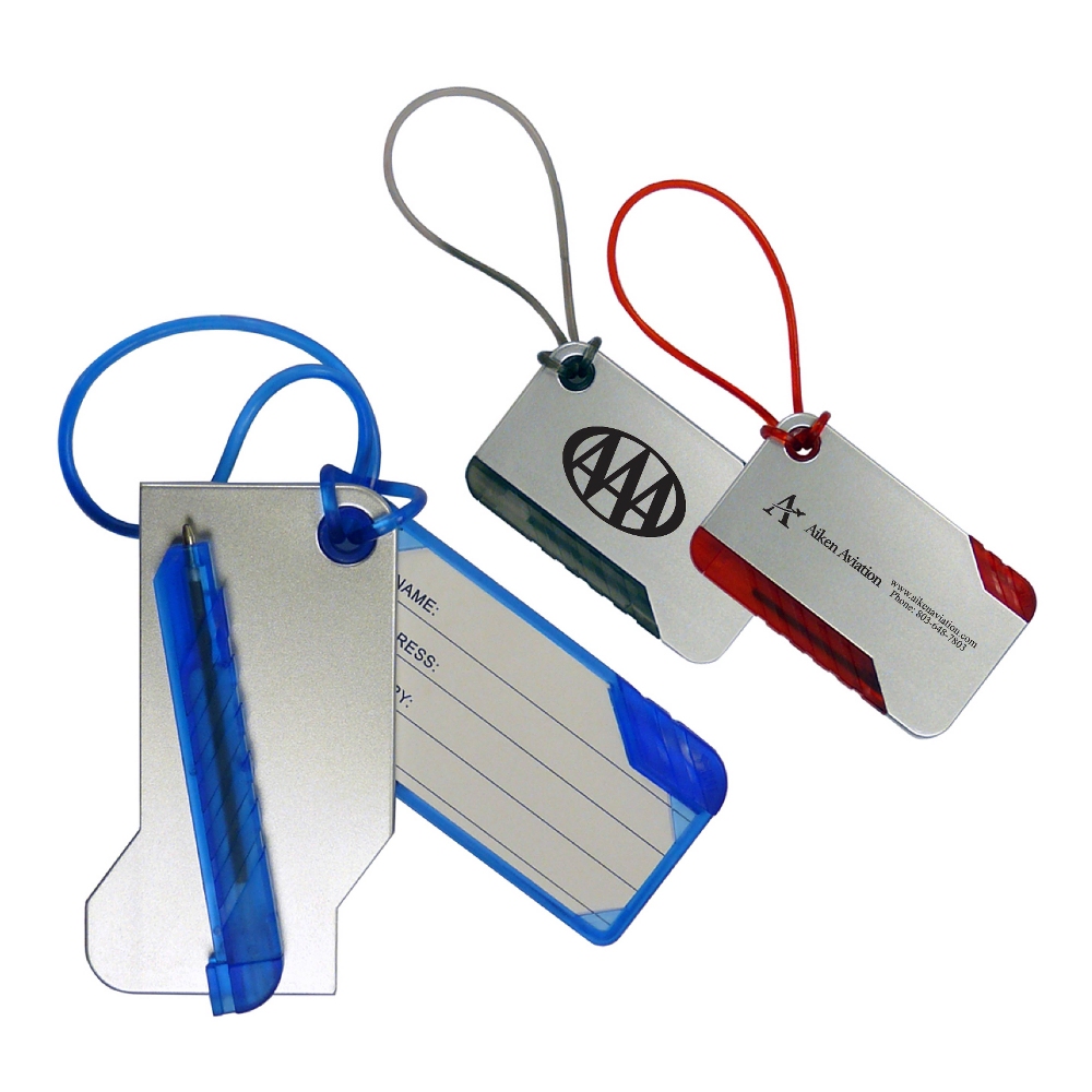 Custom Printed Luggage Tag w/ Pen & Silicone Wrist Strap Custom Printed Luggage Tag w/ Pen & Silicone Wrist Strap