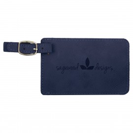 Blue/Black Leatherette Luggage Tag with Logo