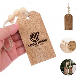 Wooden Hanging Blank Sign Tag with Wood Beads with Logo  Wooden Hanging Blank Sign Tag with Wood Beads with Logo