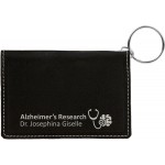 Black/Silver Laserable Leatherette Keychain ID Holder Custom Printed