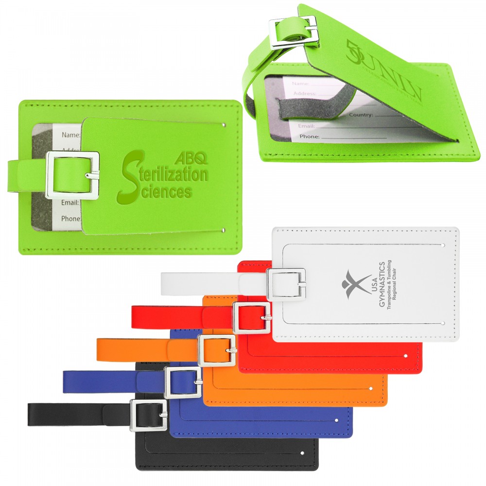 Promotional Traveler Bond Leather Luggage Tag - Lime Green
