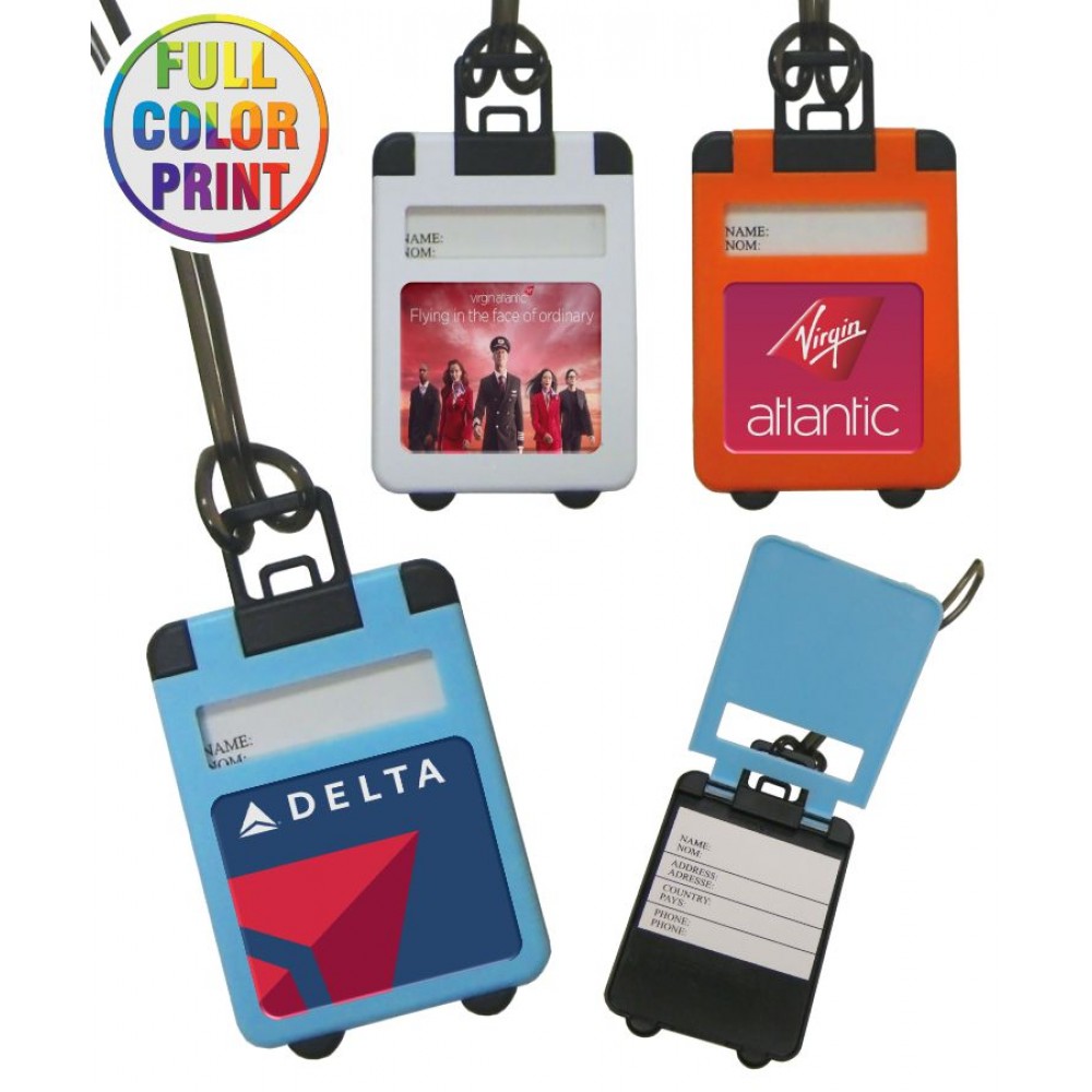 Personalized Full Color Suitcase Shaped Luggage Tag with Pop Up Cover